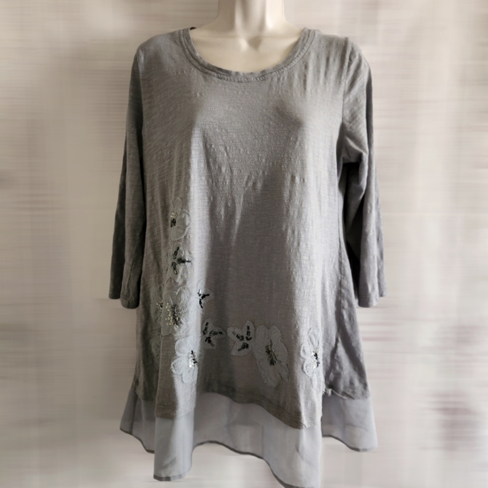 LOGO Lori Goldstein Light Blue Top Small